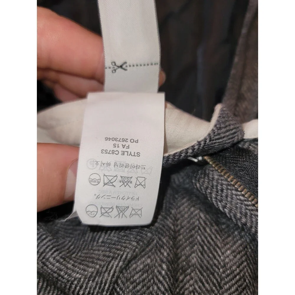 J.CREW Bowery Slim Fit Gray Herringbone Wool Blend Tweed Dress Pants Men 34x32